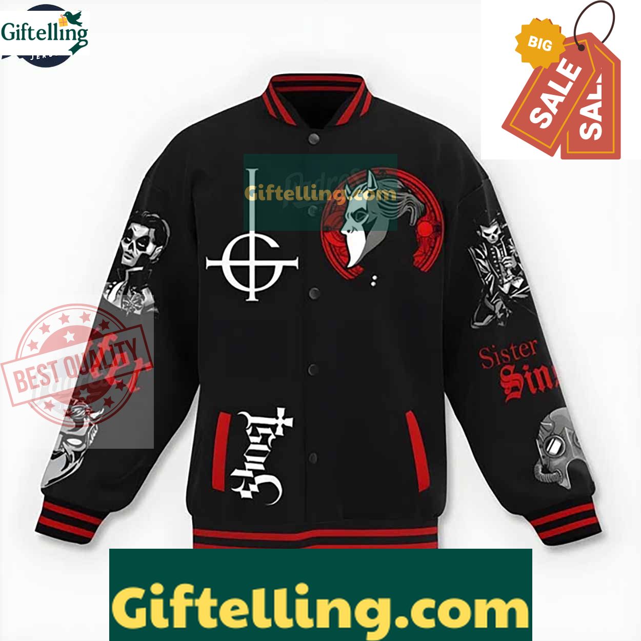 Music Ghost Band Black Baseball Jacket MLB Gift 2 Music Ghost Band Black Baseball Jacket MLB Gift