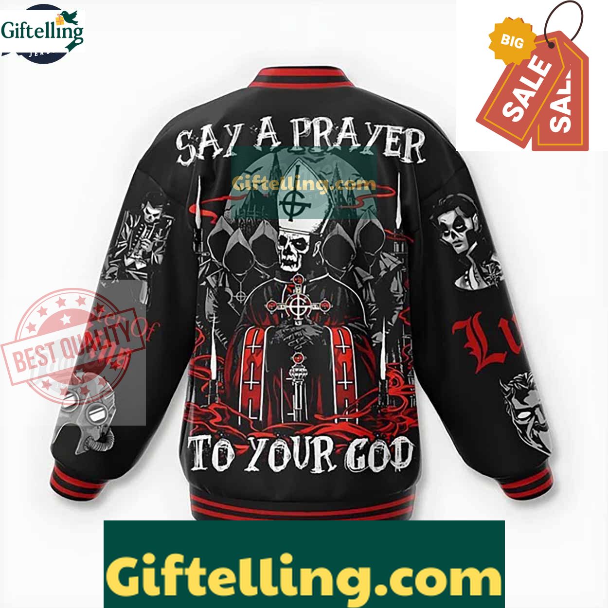 Music Ghost Band Black Baseball Jacket MLB Gift 3 Music Ghost Band Black Baseball Jacket MLB Gift