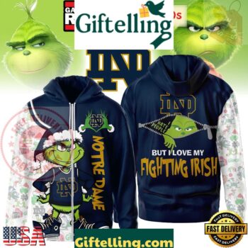 NCAA Notre Dame Fighting Irish Funny Grinch Football 2025-2026 Zip Hoodie Shirt