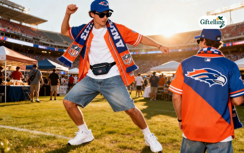 Game day NFL baseball jersey outfit styled for stadium and tailgating activities