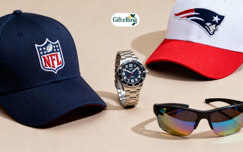 NFL baseball jersey accessories including caps, watches, and sunglasses for complete outfits