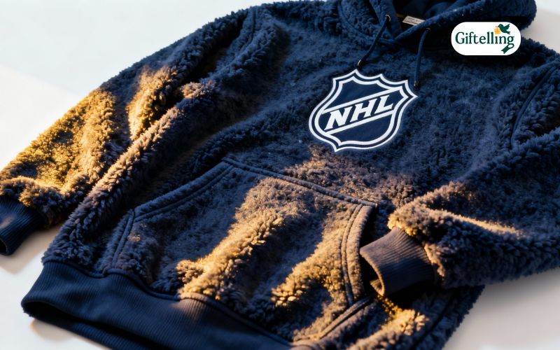 Heavyweight NHL hockey hoodie showing thick fleece material perfect for cold winter weather