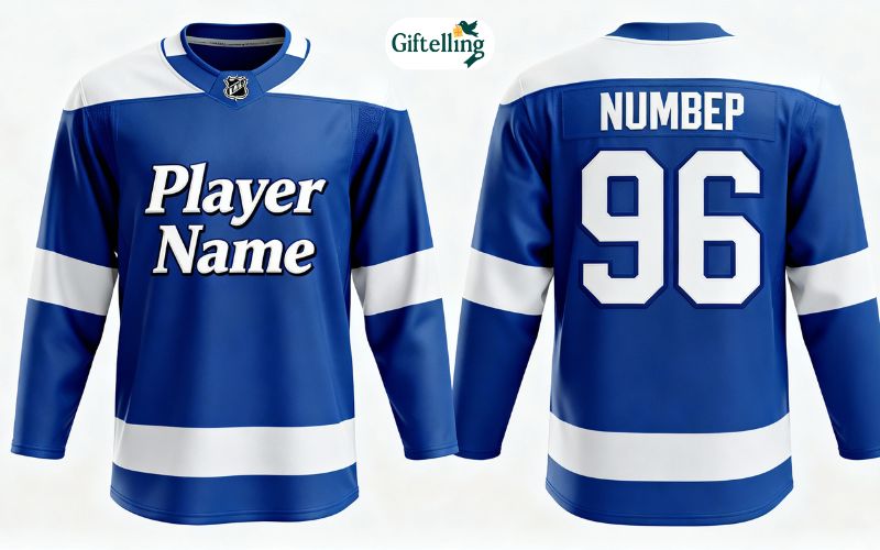Custom personalized NHL hockey jersey showing name and number customization options available