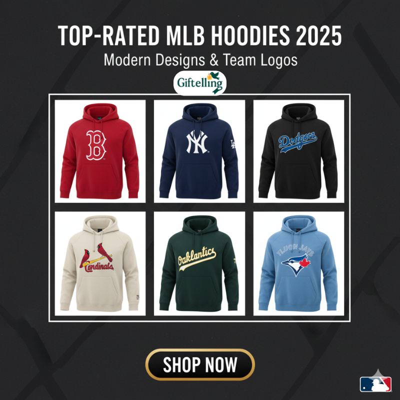 Collection of top rated MLB baseball hoodies featuring different team logos and modern designs for 2025