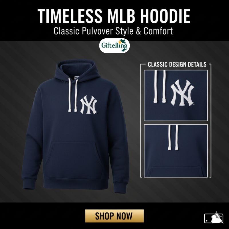  Classic pullover MLB baseball hoodie with team logo and kangaroo pocket showing timeless design