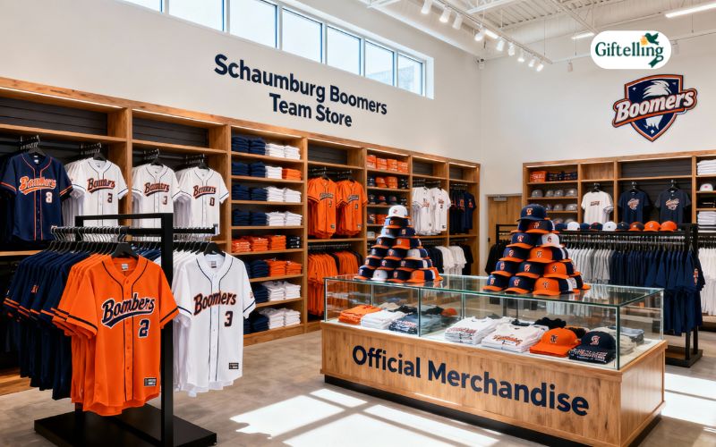 Schaumburg Boomers team store at Wintrust Field displaying jersey merchandise and apparel