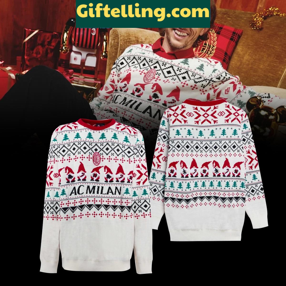 AC Milan 2025 Christmas Football New Edition Ugly Sweater Gift for Fans AC Milan Christmas Ugly Sweater