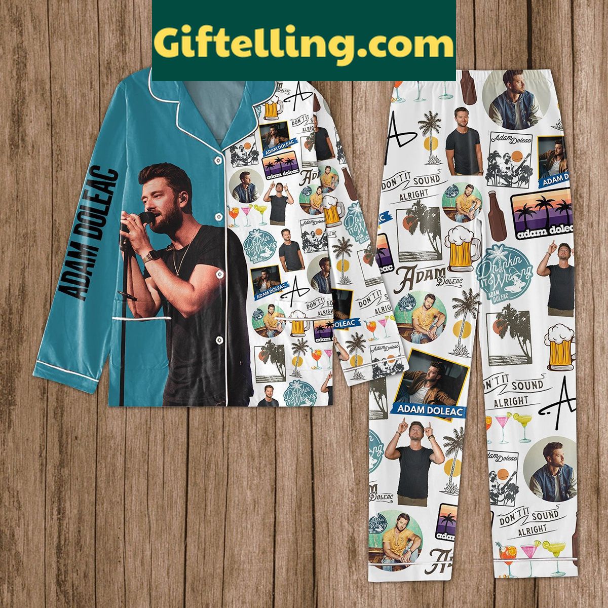 adam-doleac-sound-alright-polyester-pajamas-set-cozy-soundtrack-inspired-sleepwear-2 Adam Doleac Sound Alright polyester pajamas set, long sleeves and pants with Sound Alright graphic