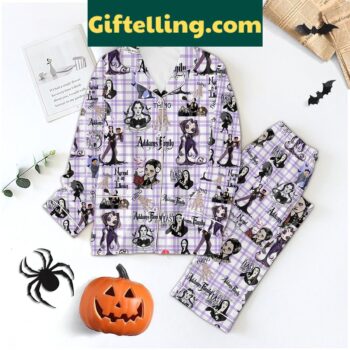 Addams Family Normal Is An Illusion Pajamas Set, Cartoon Print Sleepwear