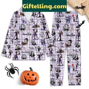 Addams Family Normal Is An Illusion Pajamas Set, Cartoon Print Sleepwear