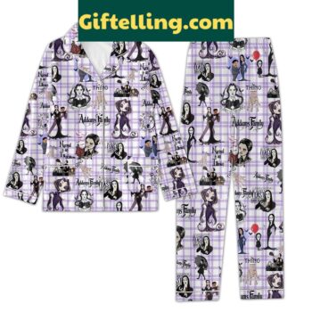 Addams Family Normal Is An Illusion Pajamas Set, Cartoon Print Sleepwear