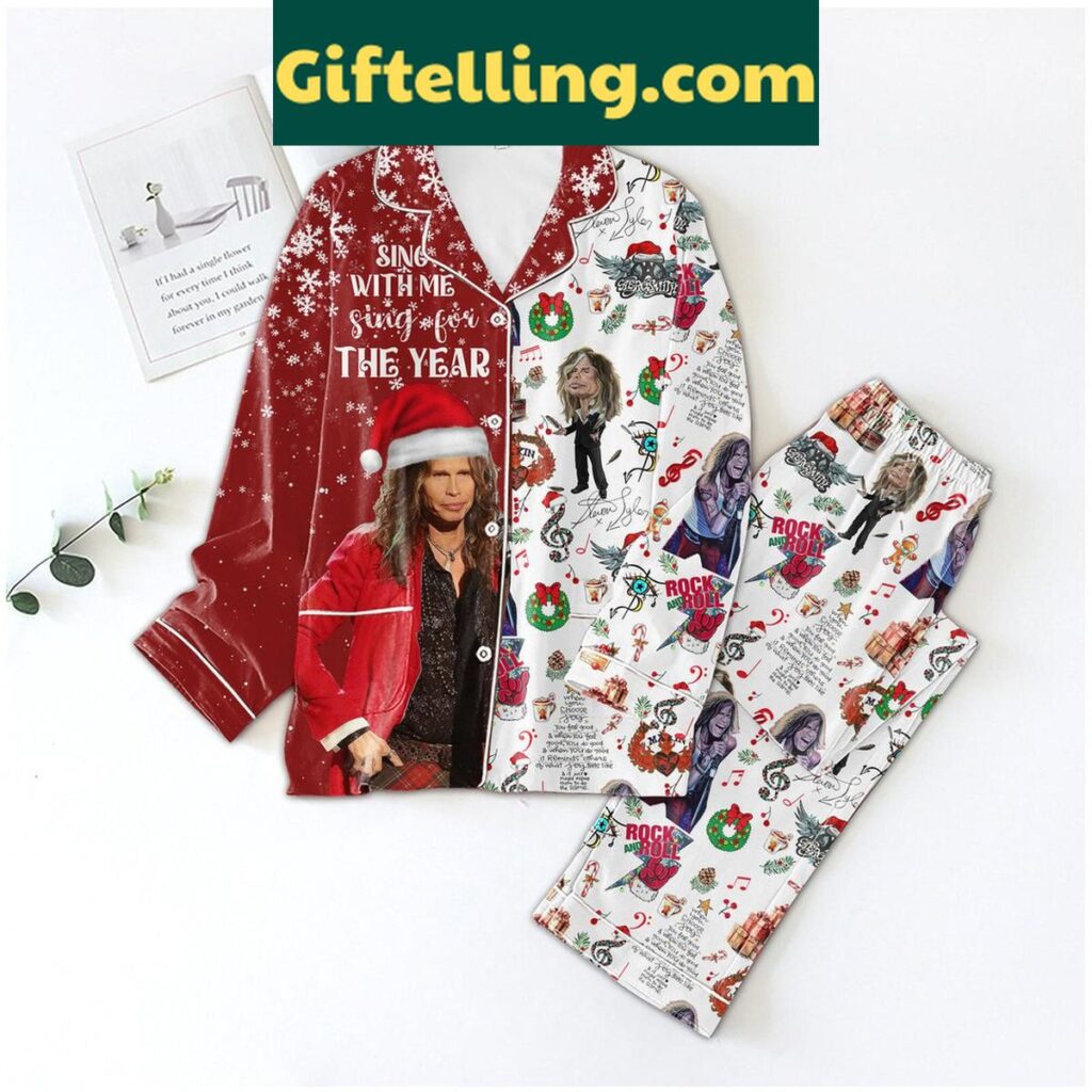 Aerosmith Christmas Pajamas Set featuring Sing With Me Sing For The Year design