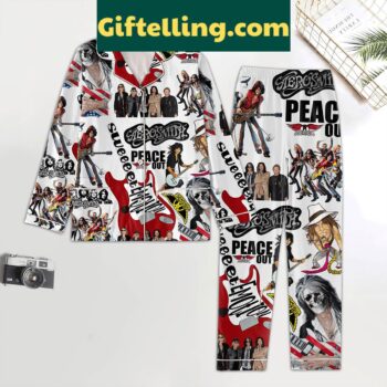 Aerosmith Peace Out Polyester Pajamas Set for women, rockstar themed sleepwear
