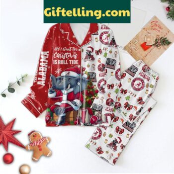 Alabama Crimson Tide Christmas Pajamas Set featuring Roll Tide design