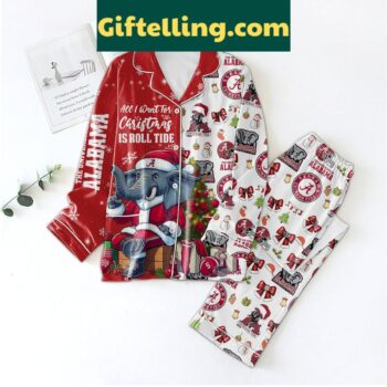 Alabama Crimson Tide Christmas Pajamas Set featuring Roll Tide design