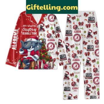 Alabama Crimson Tide Christmas Pajamas Set featuring Roll Tide design