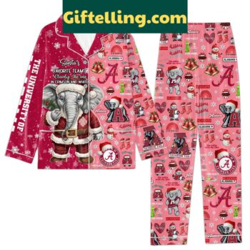 Alabama Crimson Tide Christmas silk pajamas set