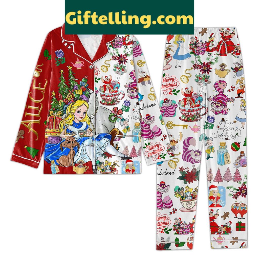Alice In Wonderland Santa Claus Christmas Pajamas Set for kids and adults