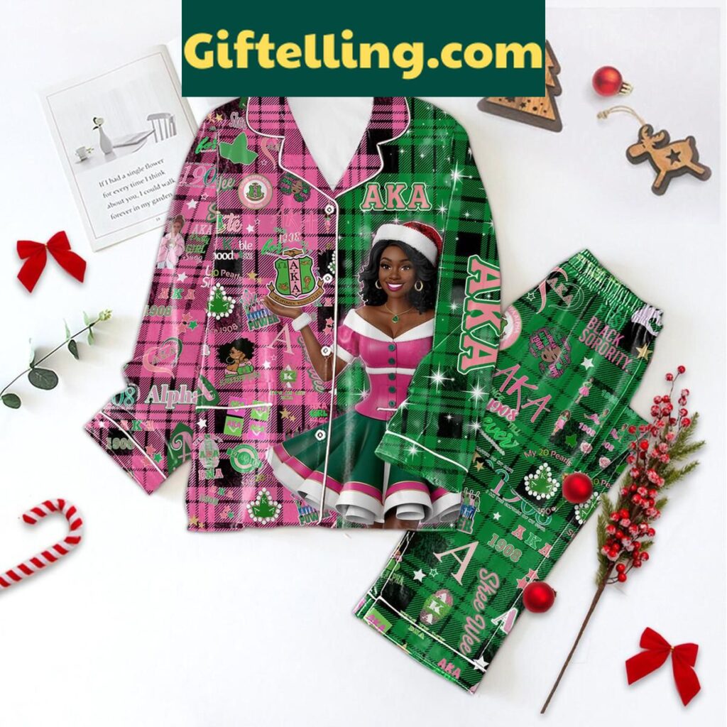 Alpha Kappa Alpha Christmas Polyester Pajamas Set