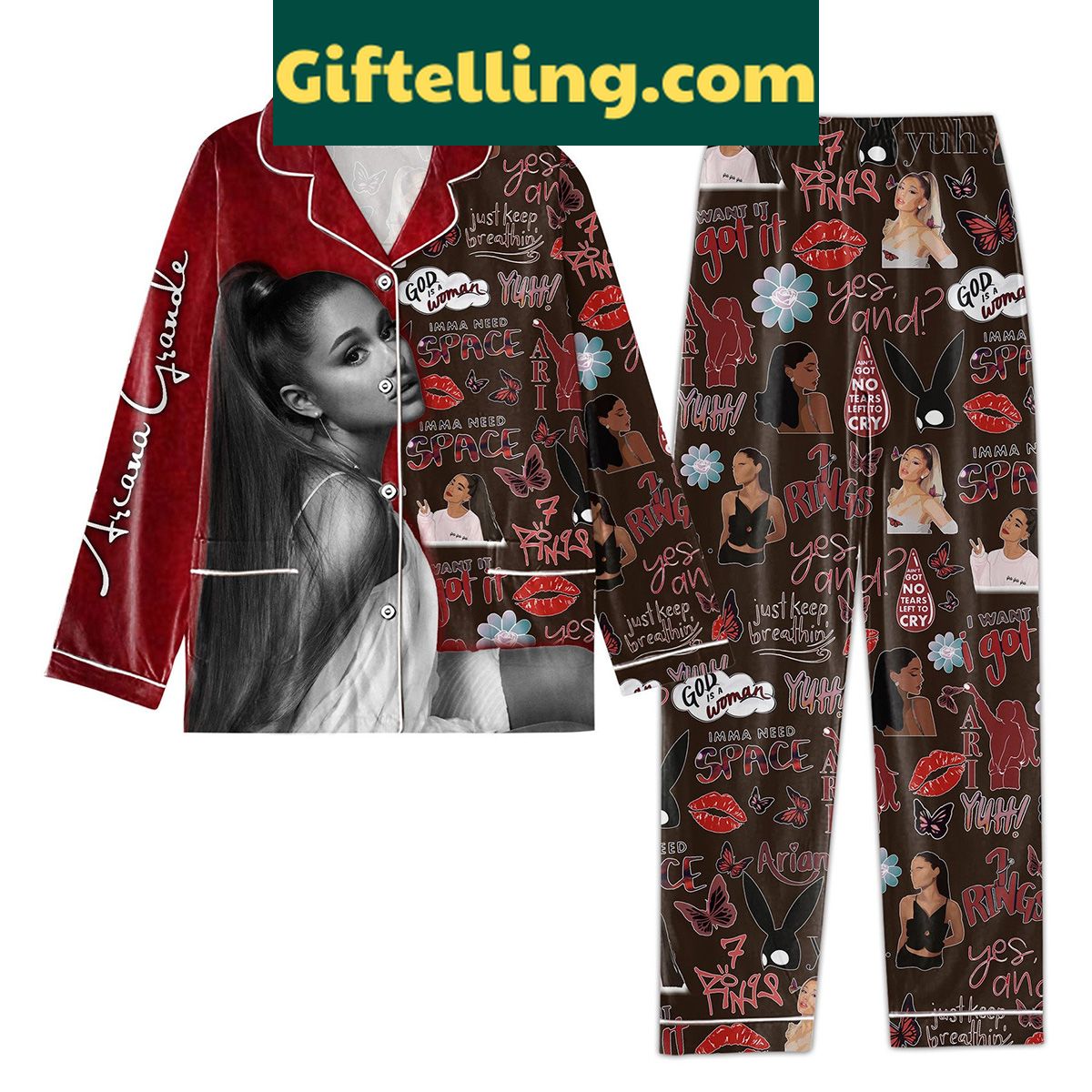 ariana-grande-imma-need-space-red-polyester-pajamas-set-2 Ariana Grande I'mma Need Space Red Polyester Pajama Set