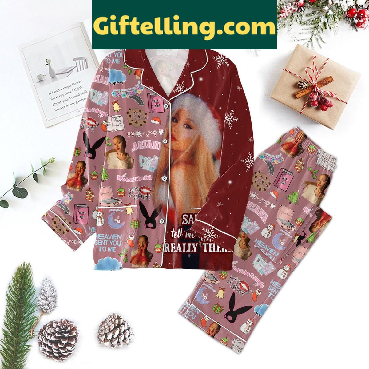 ariana-grande-santa-tell-me-if-youre-really-there-merry-christmas-polyester-pajamas-set-1 Ariana Grande merry Christmas polyester pajamas set