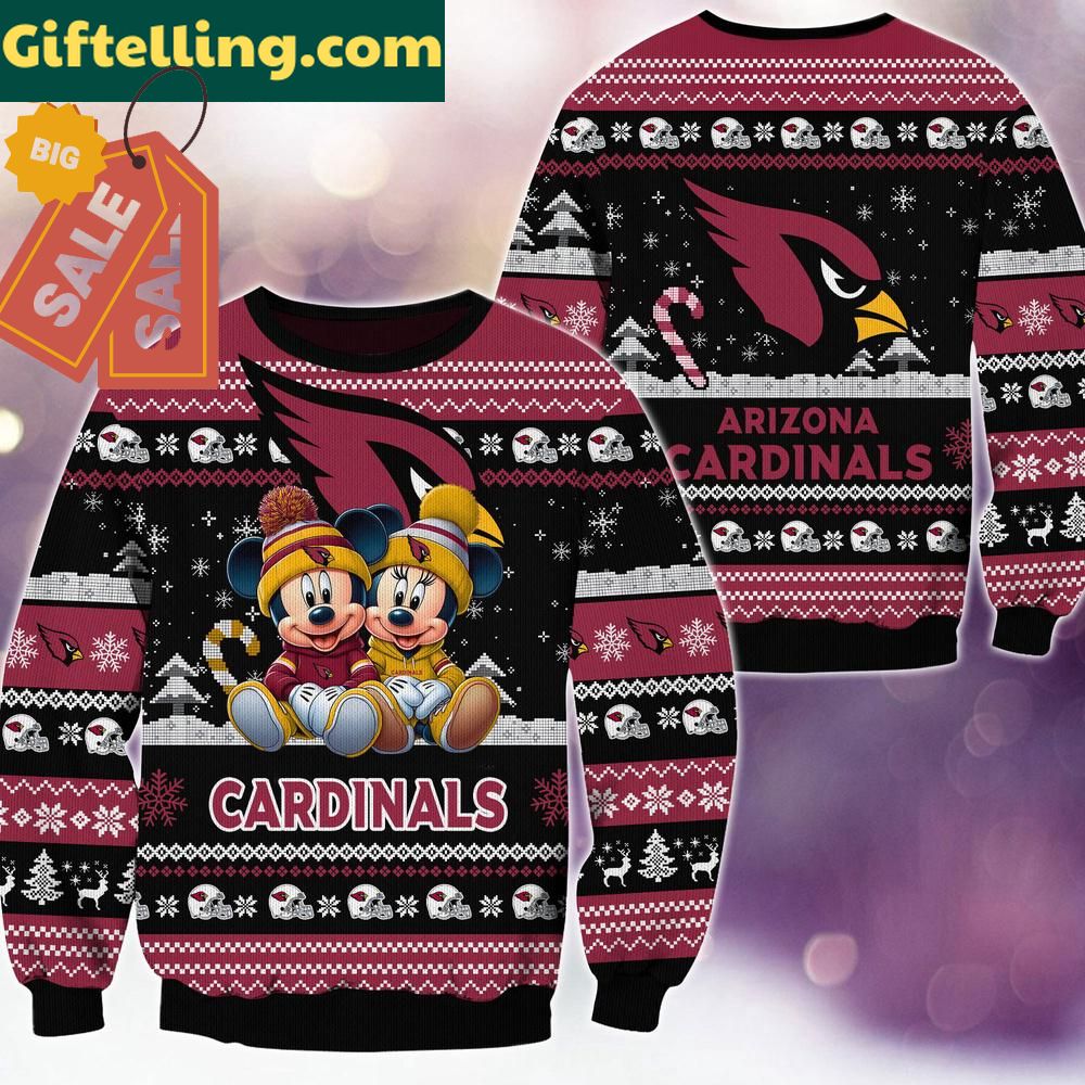 Arizona Cardinals NFL Mickey Minnie Ugly Christmas Sweater for Men and Women
