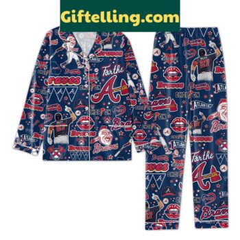 Atlanta Braves Funny Art Design Pajamas Set for Men and Women - Baseball Team Sleepwear