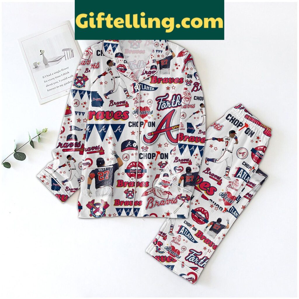 Atlanta Braves Love Pajamas Set, MLB-inspired sleepwear for men and women