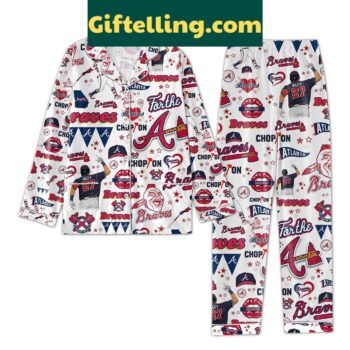Atlanta Braves Love Pajamas Set, MLB-inspired sleepwear for men and women
