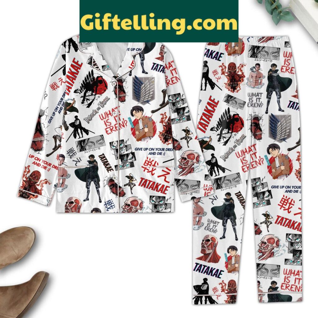 Attack On Titan Give Up On Your Dream And Die Pajamas Set