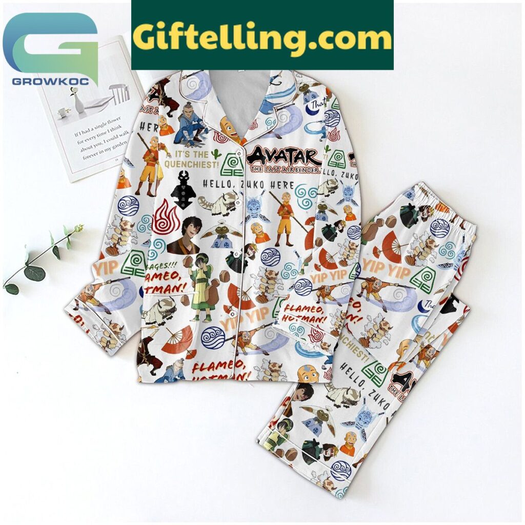 Avatar The Last Airbender Hello Zuko Here Polyester Pajamas Set, featuring Zuko's image and a 'hello' catchphrase on the front.