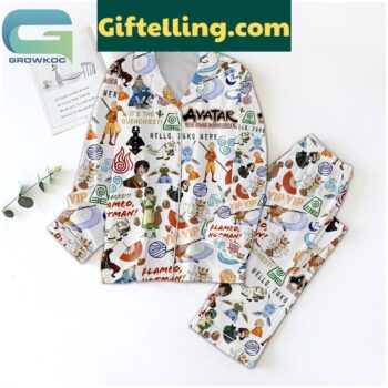 Avatar The Last Airbender Hello Zuko Here Polyester Pajamas Set, featuring Zuko's image and a 'hello' catchphrase on the front.