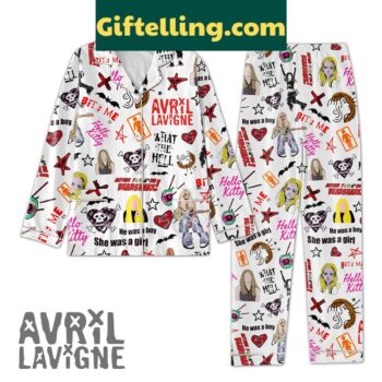 Avril Lavigne What The Hell She Was A Girl Pajamas Set for women in black and red