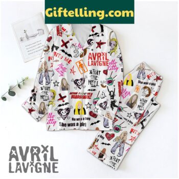 Avril Lavigne What The Hell She Was A Girl Pajamas Set for women in black and red
