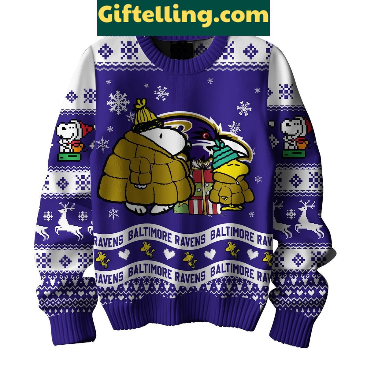 Baltimore Ravens x Peanuts Snoopy Christmas Gift Ugly Sweater Baltimore Ravens Peanuts Snoopy Ugly Sweater Christmas Gift