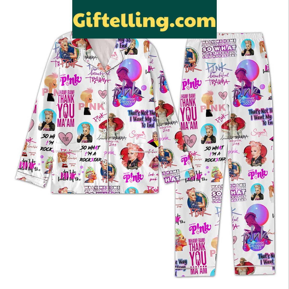 beautiful-trauma-pajamas-pink-summer-carnival-2023-set-2 Beautiful Trauma Pajamas set, pink summer carnival design