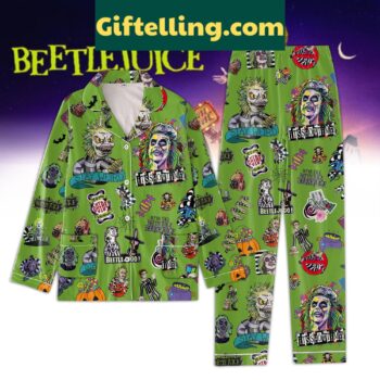 Beetlejuice It's Show Time Green Design Pajamas Set
