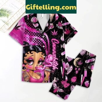 Betty Boop High Spirit Poly Pajamas Set, cannabitch-themed loungewear