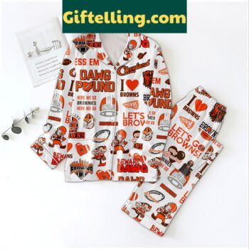 Cleveland Browns Beware Of Dawg Polyester Pajamas Set for Men and Women