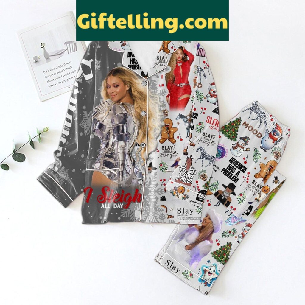 Beyonce I Sleigh All Day Pajamas Set, sleepwear with bold graphic print