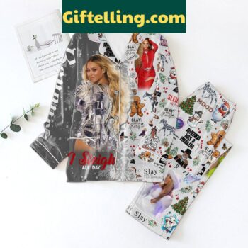 Beyonce I Sleigh All Day Pajamas Set, sleepwear with bold graphic print