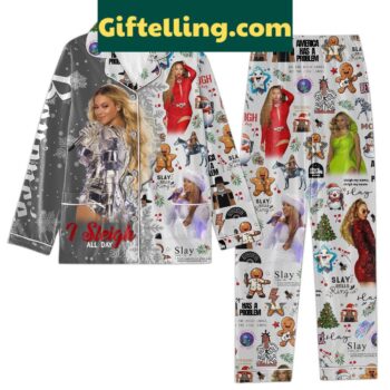 Beyonce I Sleigh All Day Pajamas Set, sleepwear with bold graphic print