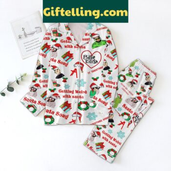 Billie Eilish Getting Weird With Santa Pajamas Set - holiday pajamas