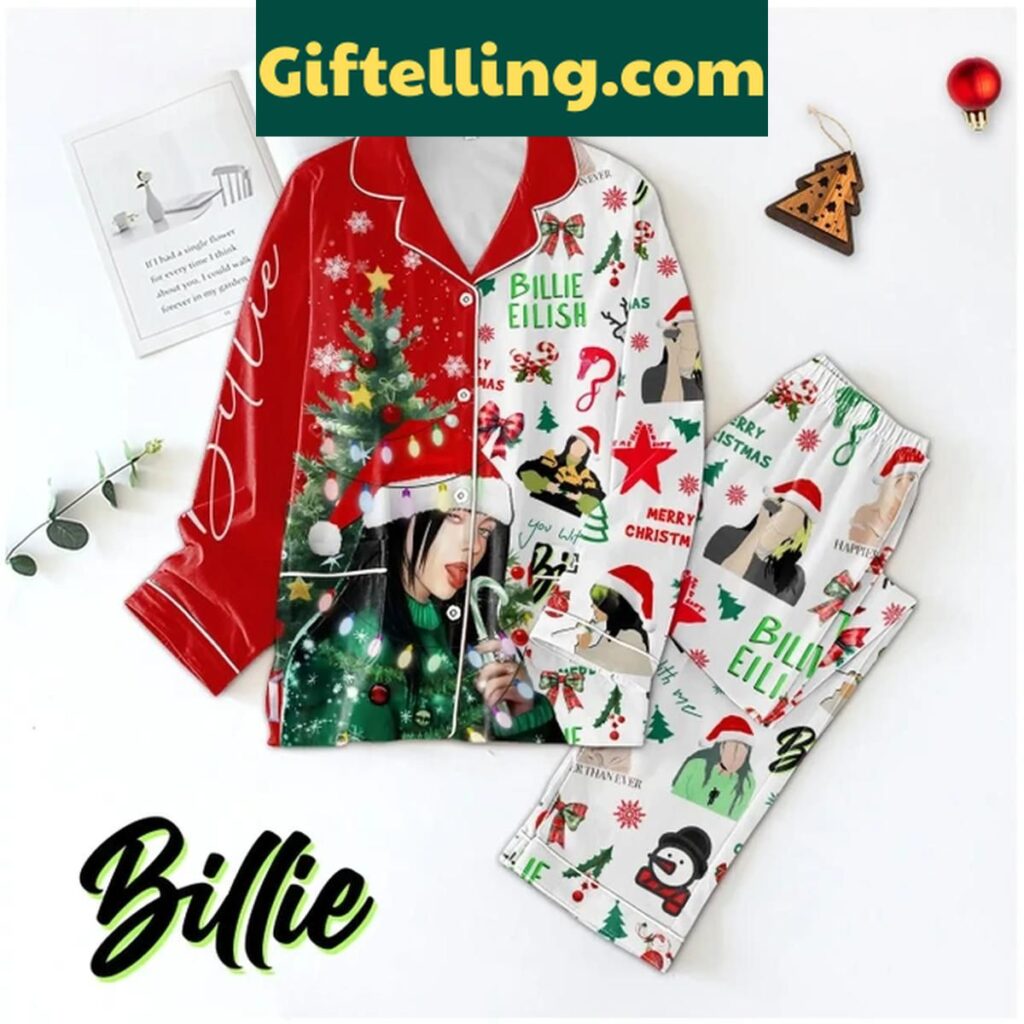 Billie Eilish I Love Eilish Merry Christmas 2024 Polyester Pajamas Set