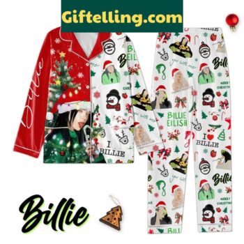 Billie Eilish I Love Eilish Merry Christmas 2024 Polyester Pajamas Set