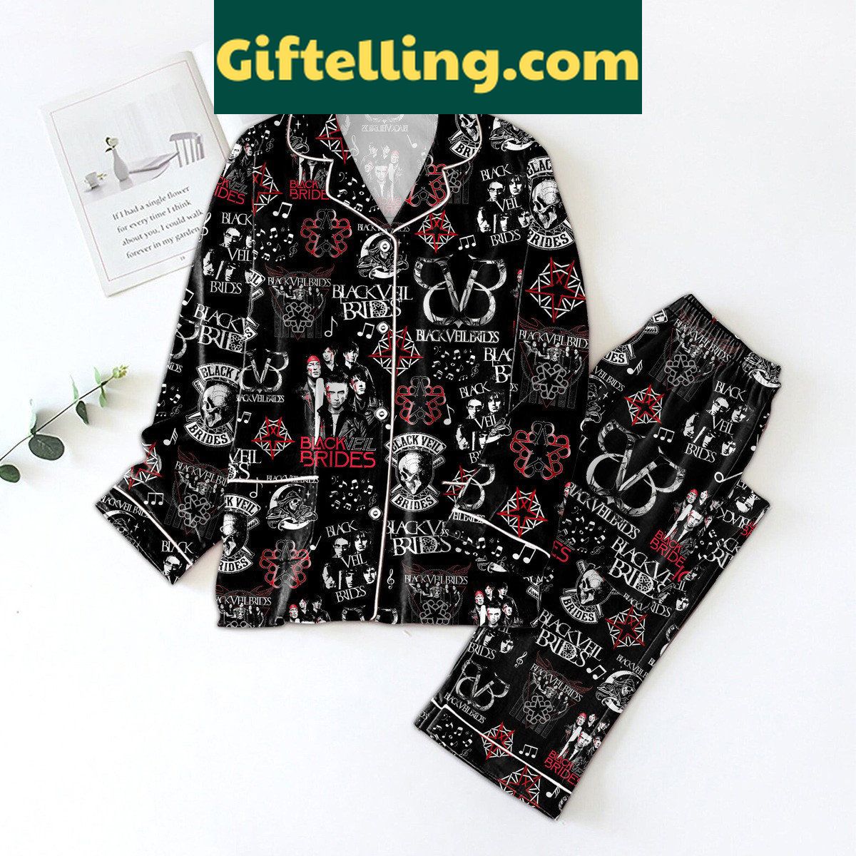 black-veil-brides-rock-n-roll-pajamas-set-official-band-merch-1 Black Veil Brides Rock N Roll Pajamas Set