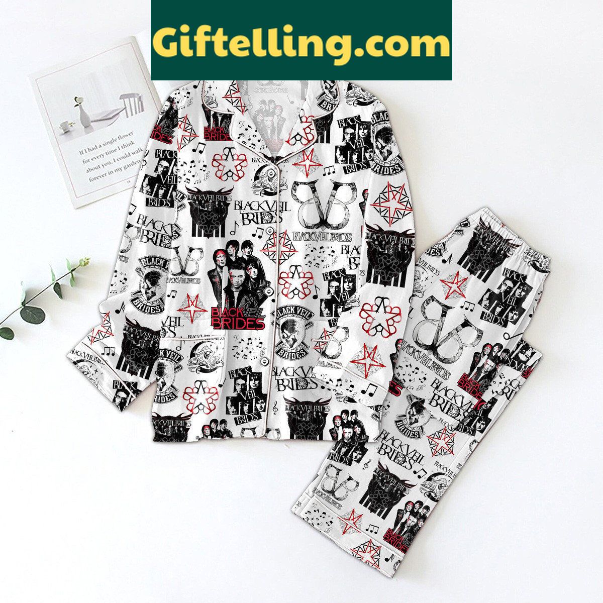 black-veil-brides-tour-concert-black-design-pajamas-set-for-die-hard-fans-1 Black Veil Brides tour-themed pajamas set for women