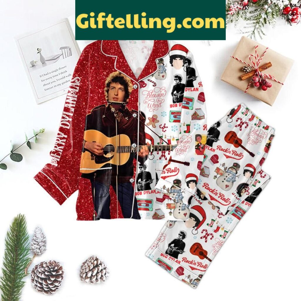 Bob Dylan Rockin' Roll Merry Dylanmas Christmas Polyester Pajamas Set