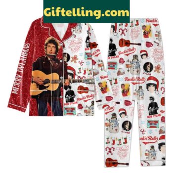 Bob Dylan Rockin' Roll Merry Dylanmas Christmas Polyester Pajamas Set