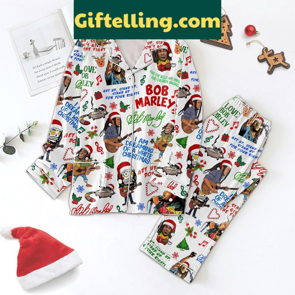 Bob Marley holiday-themed polyester pajamas set